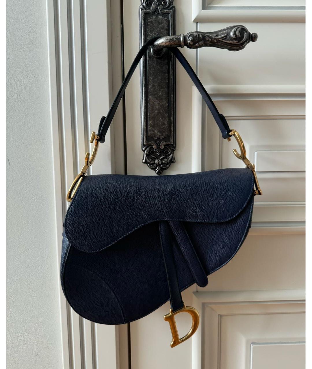 CHRISTIAN DIOR Темно-синяя кожаная сумка через плечо, фото 6