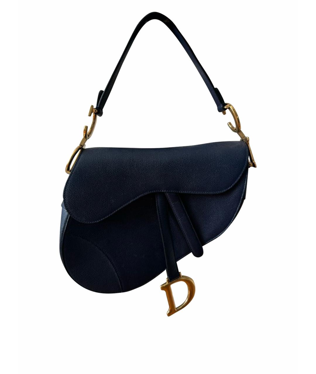 CHRISTIAN DIOR Темно-синяя кожаная сумка через плечо, фото 1
