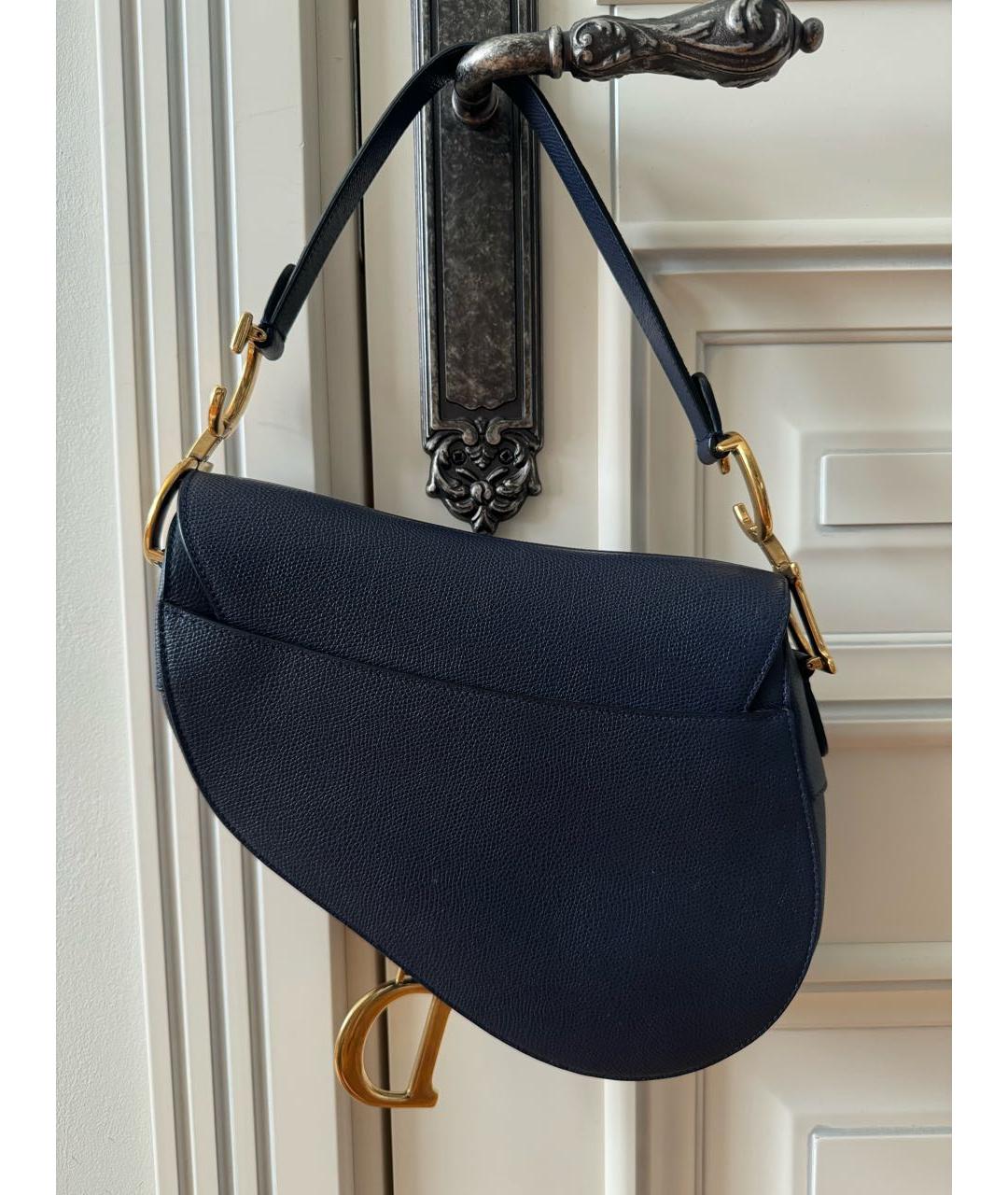 CHRISTIAN DIOR Темно-синяя кожаная сумка через плечо, фото 3