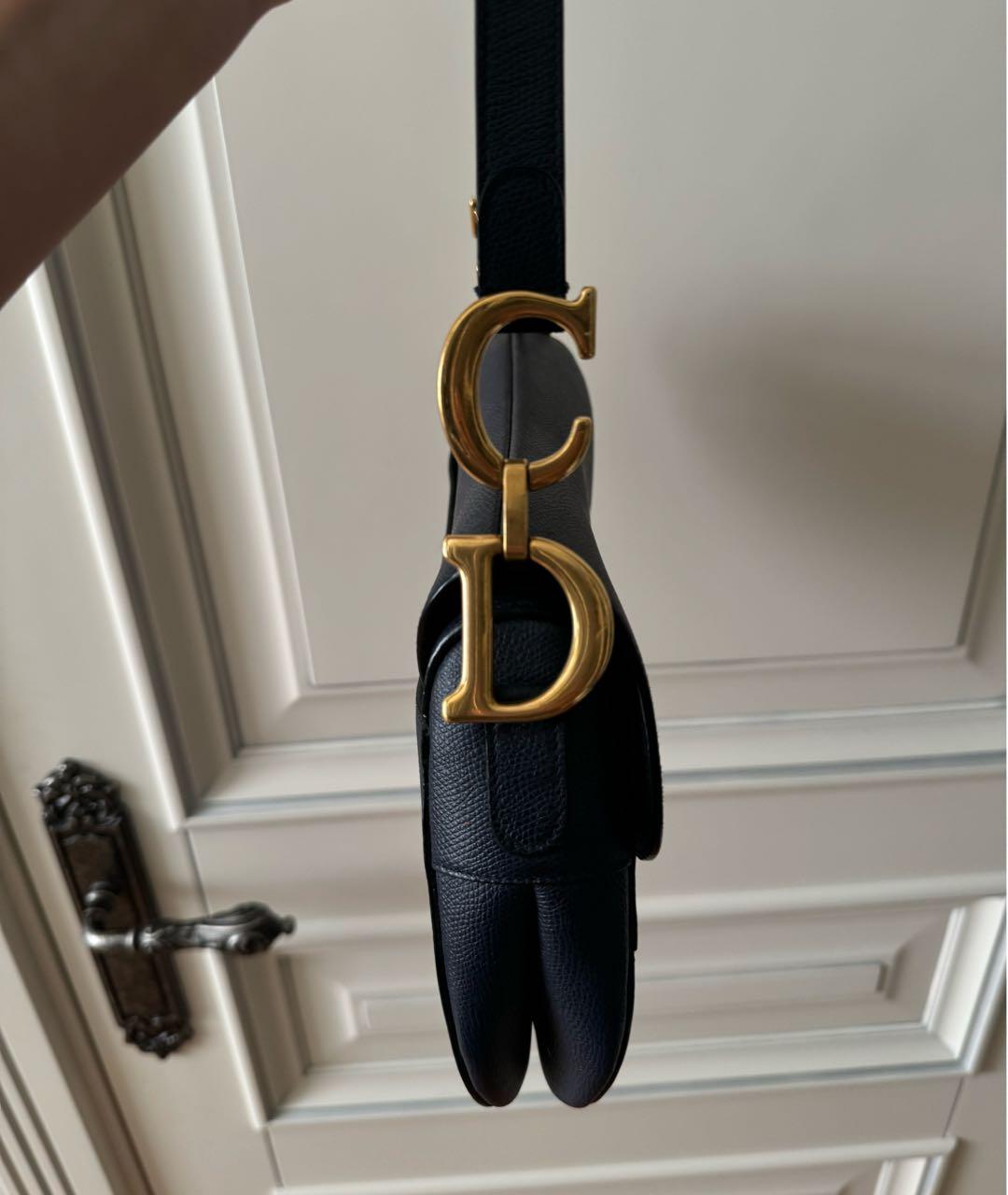 CHRISTIAN DIOR Темно-синяя кожаная сумка через плечо, фото 5