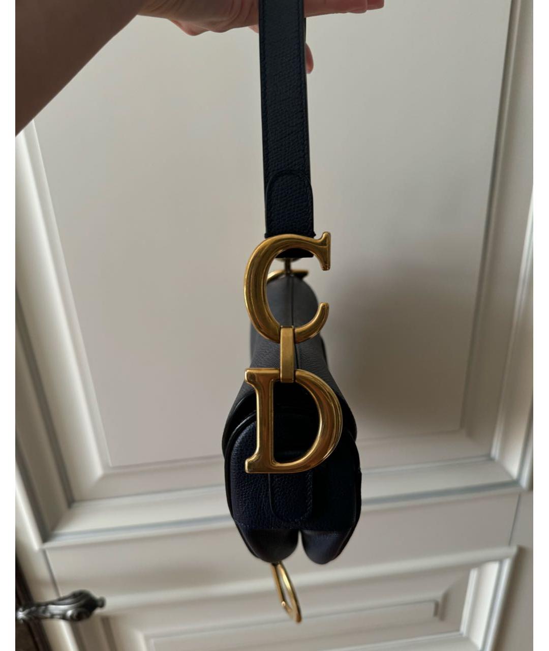 CHRISTIAN DIOR Темно-синяя кожаная сумка через плечо, фото 2