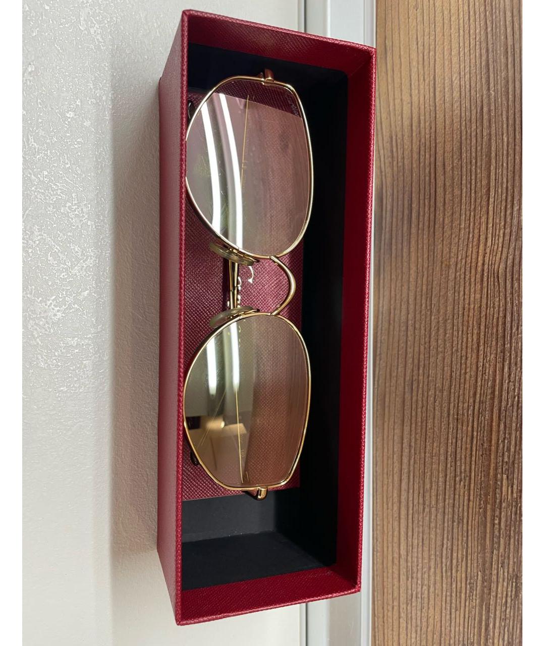 CARTIER Коричневые металлические солнцезащитные очки, фото 8