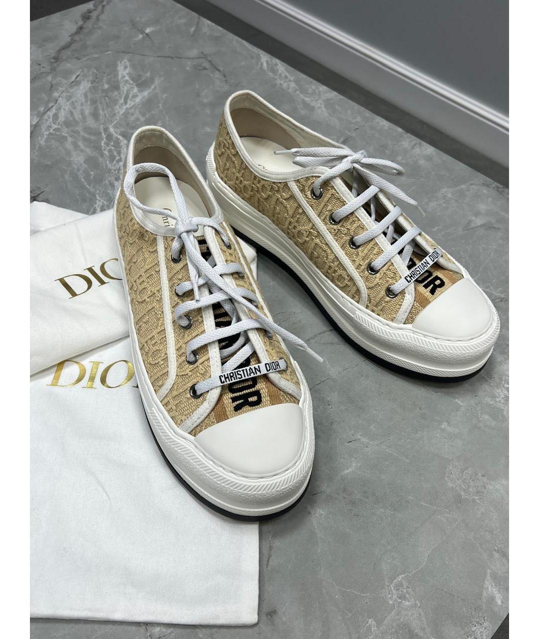CHRISTIAN DIOR Золотые текстильные кеды, фото 2