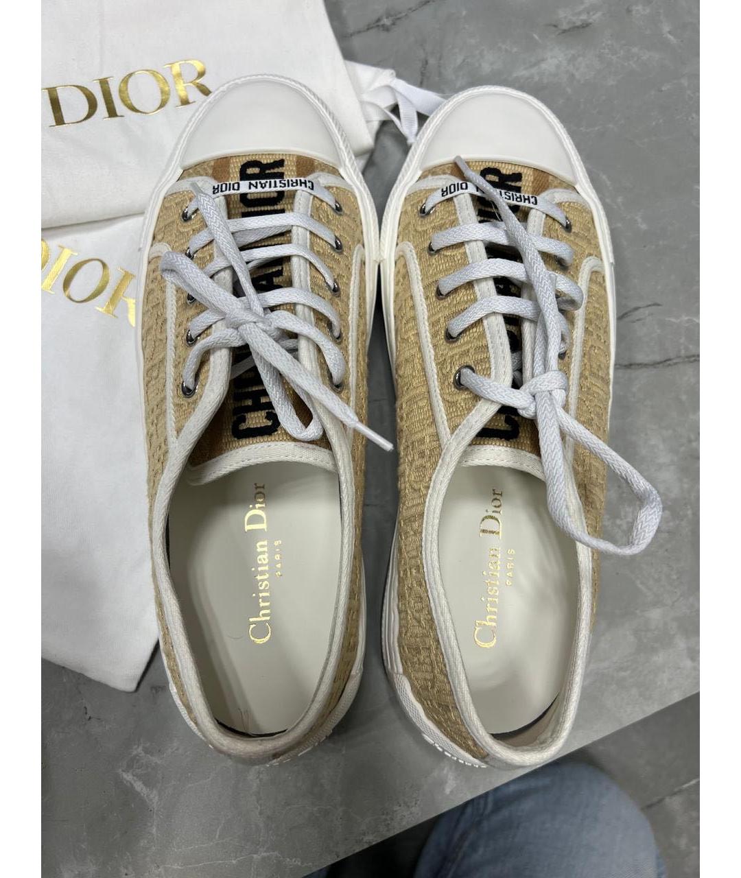 CHRISTIAN DIOR Золотые текстильные кеды, фото 4
