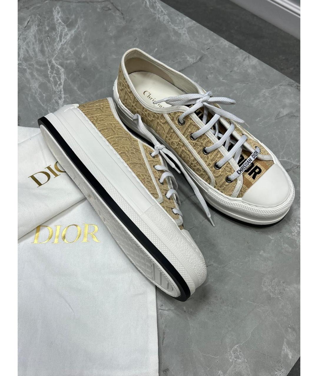 CHRISTIAN DIOR Золотые текстильные кеды, фото 8