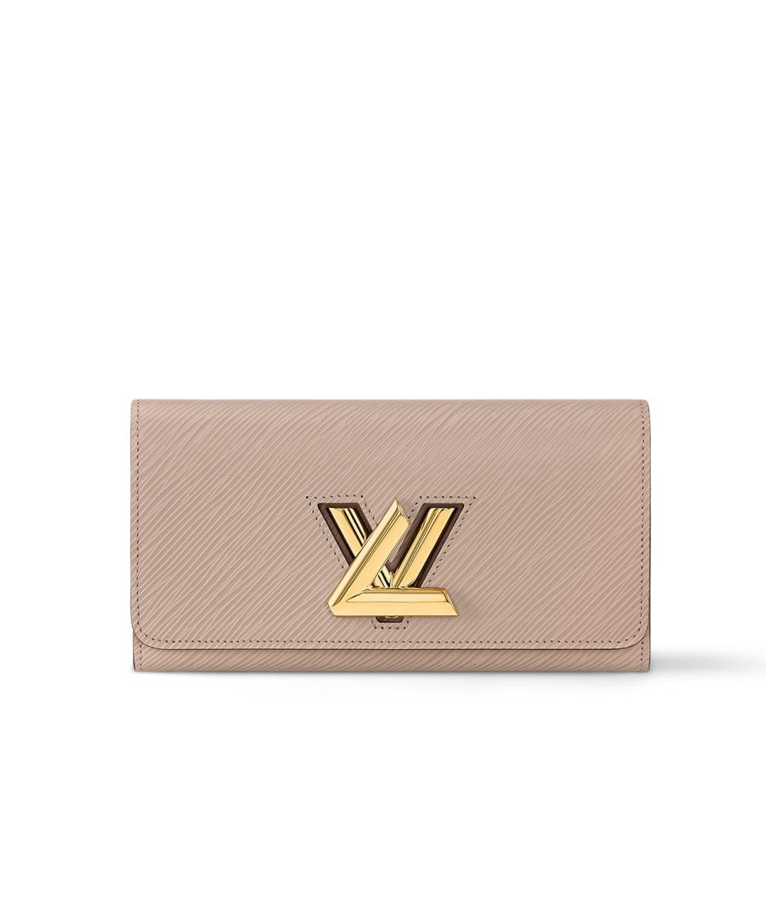 LOUIS VUITTON Бежевый кожаный кошелек, фото 7