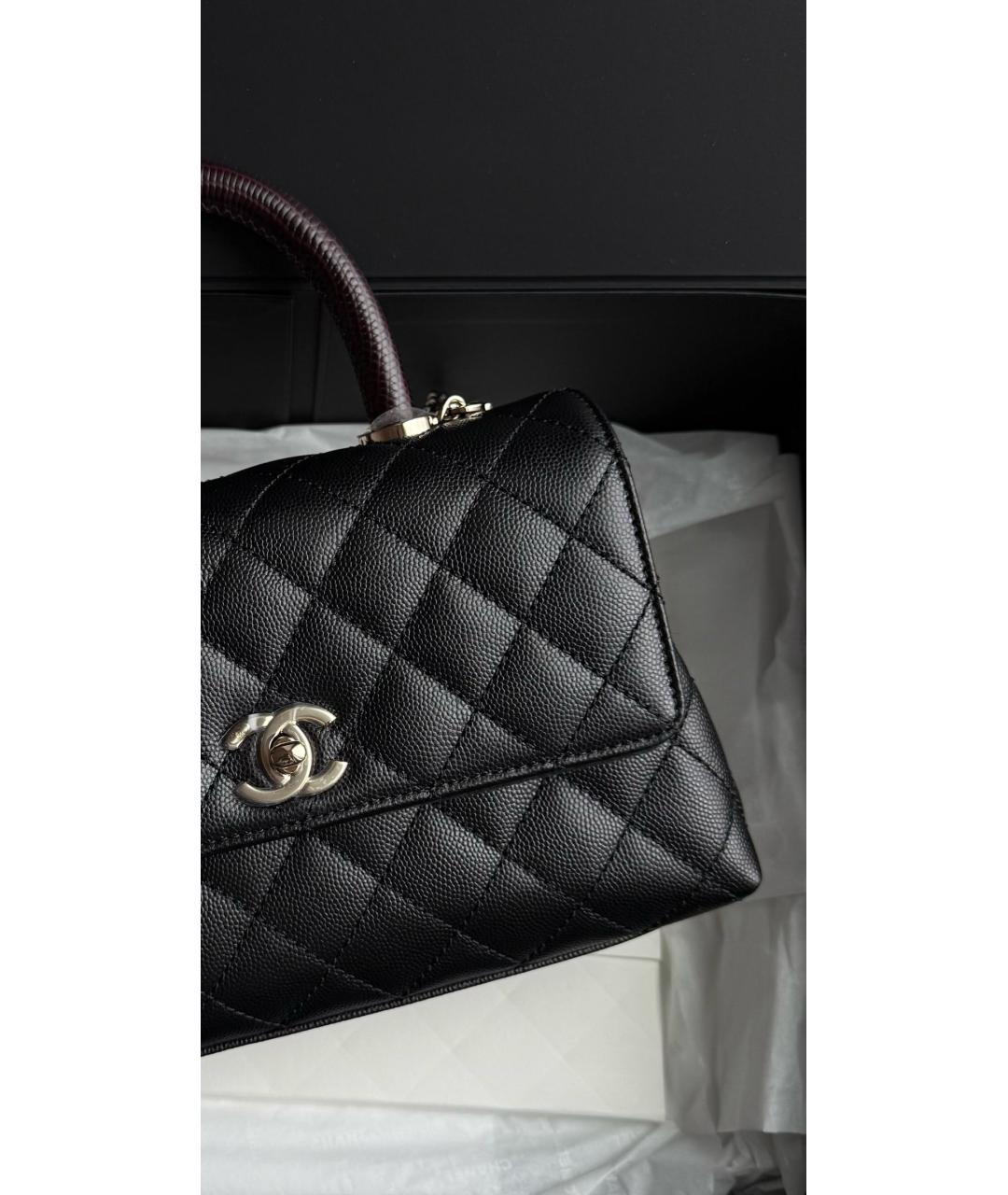 CHANEL Черная кожаная сумка с короткими ручками, фото 2
