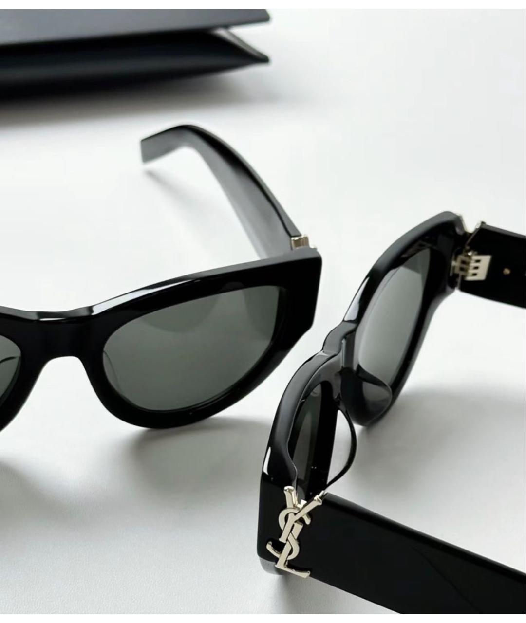 SAINT LAURENT Черные пластиковые солнцезащитные очки, фото 4