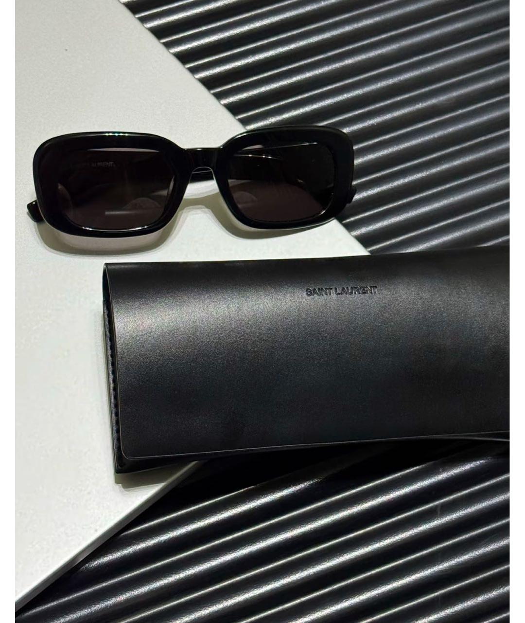 SAINT LAURENT Черные пластиковые солнцезащитные очки, фото 2
