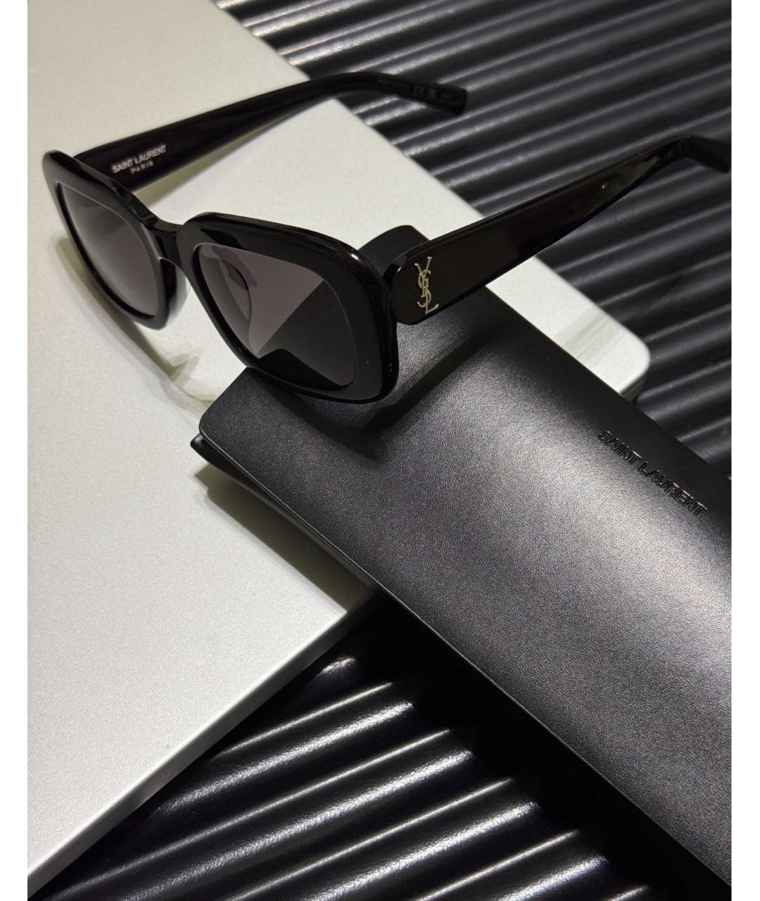 SAINT LAURENT Черные пластиковые солнцезащитные очки, фото 4