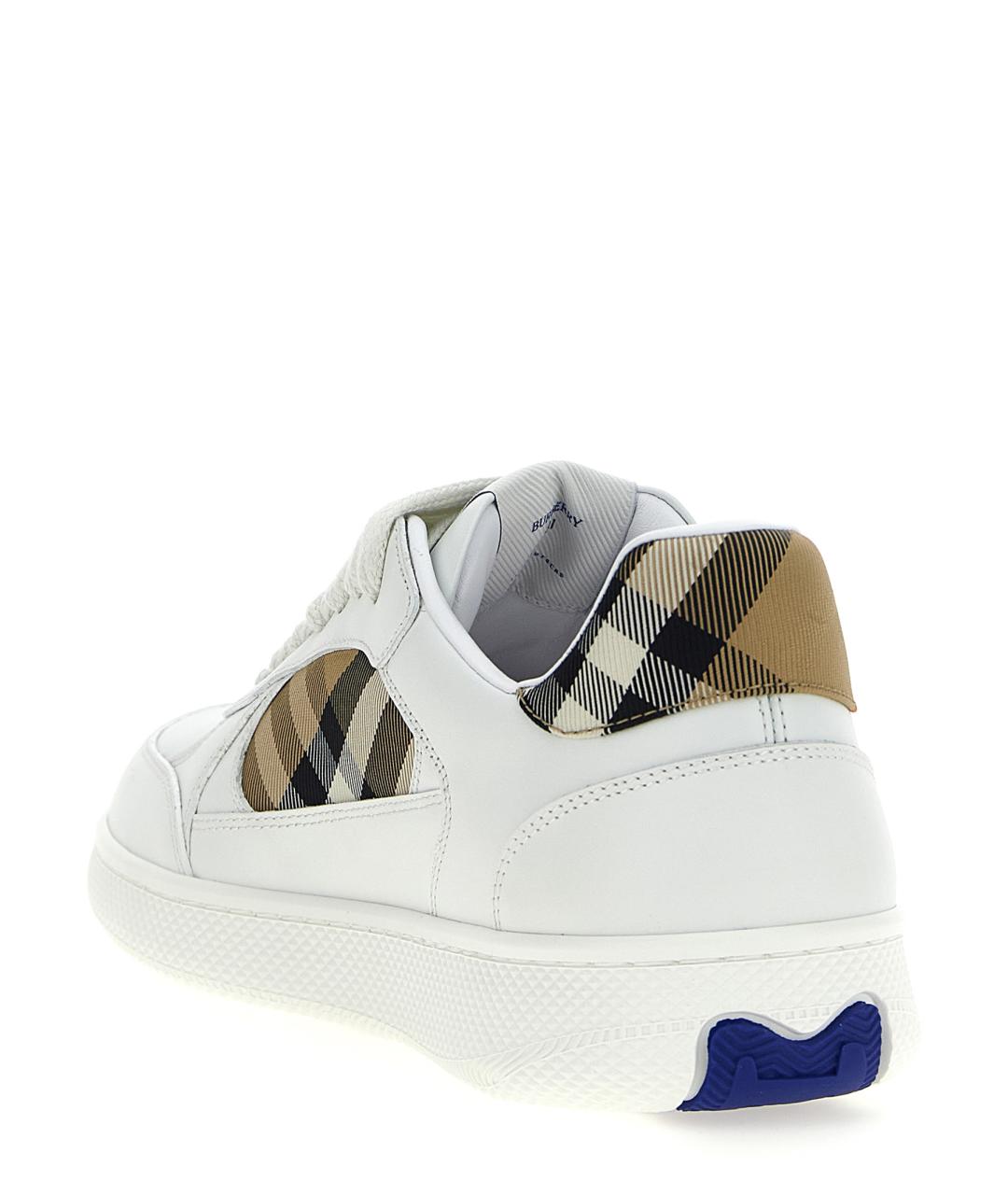 BURBERRY Белые кожаные низкие кроссовки / кеды, фото 3