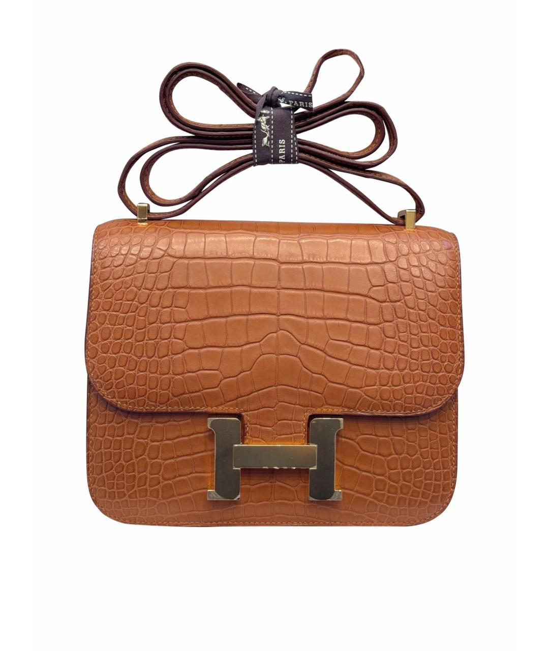 HERMES Коричневая кожаная сумка через плечо, фото 1