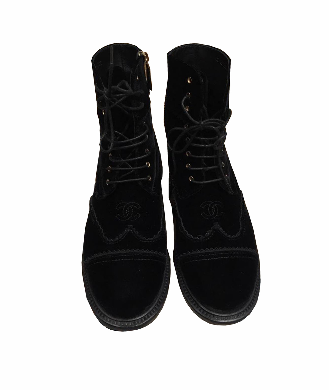 CHANEL PRE-OWNED Черные бархатные ботинки, фото 1