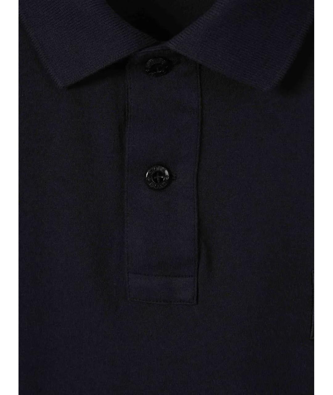 STONE ISLAND Темно-синее хлопковое поло с коротким рукавом, фото 2