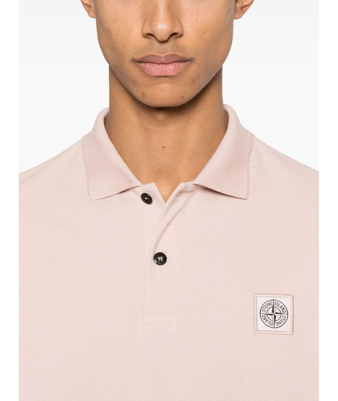 STONE ISLAND Розовое хлопковое поло с коротким рукавом, фото 4