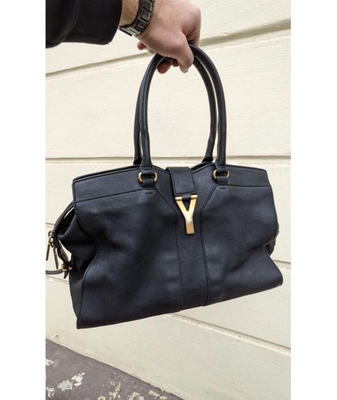 SAINT LAURENT Черная кожаная сумка тоут, фото 7