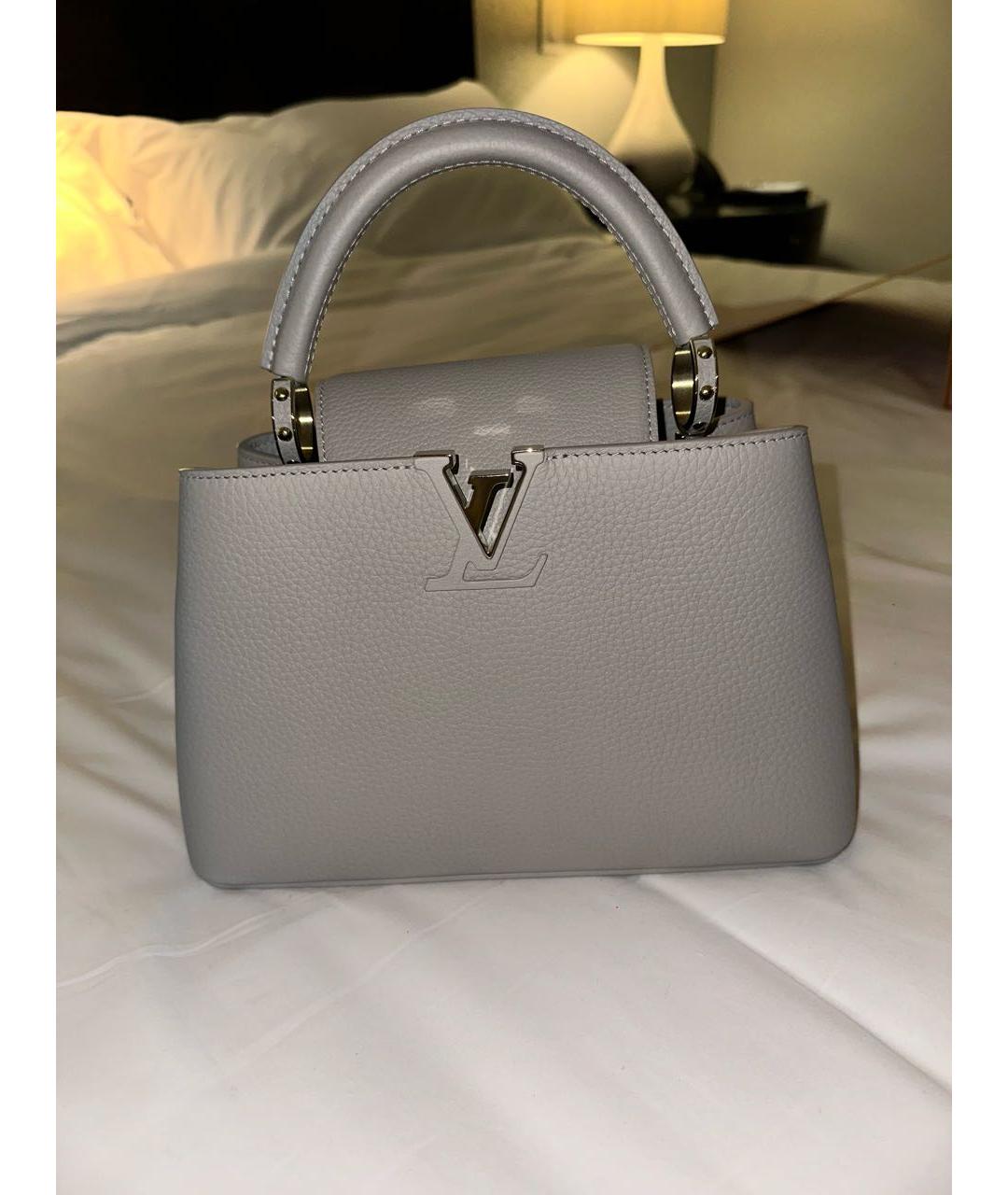 LOUIS VUITTON Серая кожаная сумка с короткими ручками, фото 4