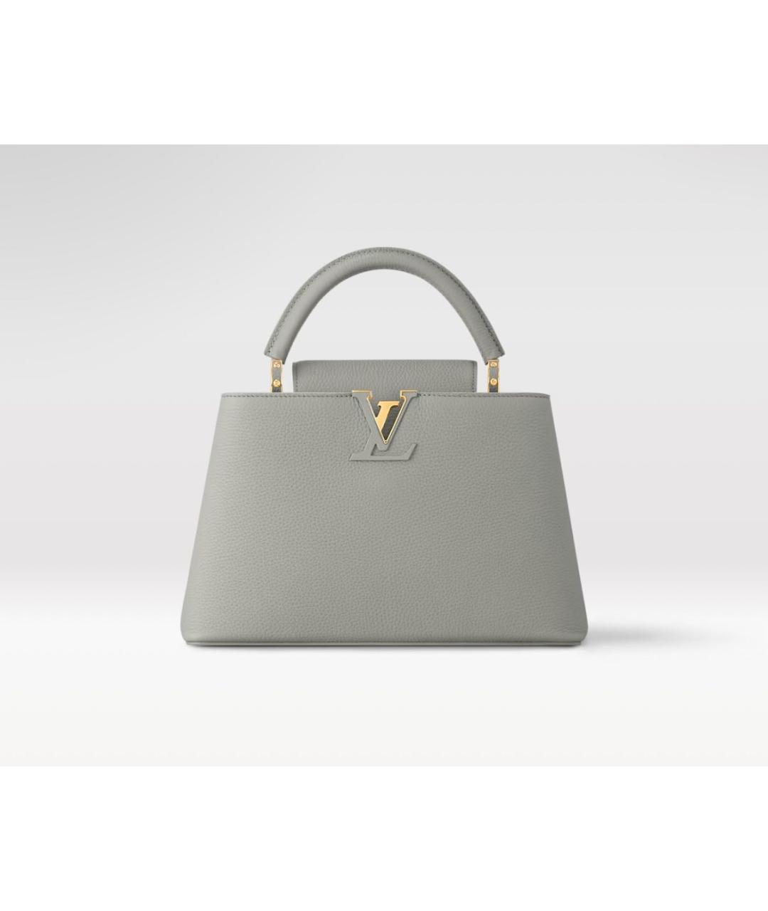 LOUIS VUITTON Серая кожаная сумка с короткими ручками, фото 5