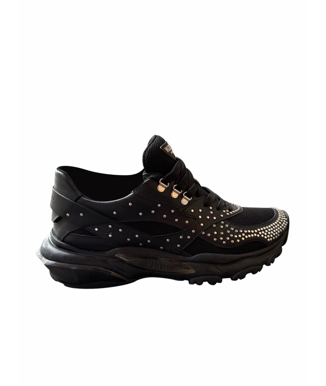 VALENTINO Черные кожаные кроссовки, фото 1