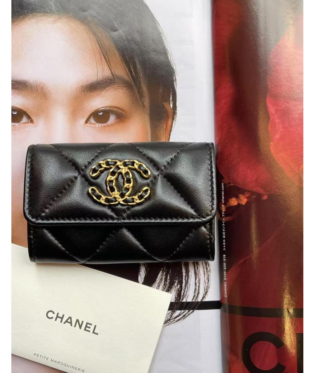 CHANEL Черный кожаный кошелек, фото 3