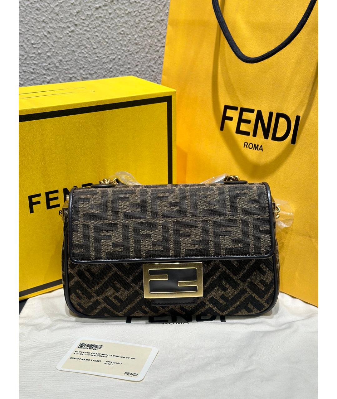 FENDI Коричневая деним сумка через плечо, фото 10