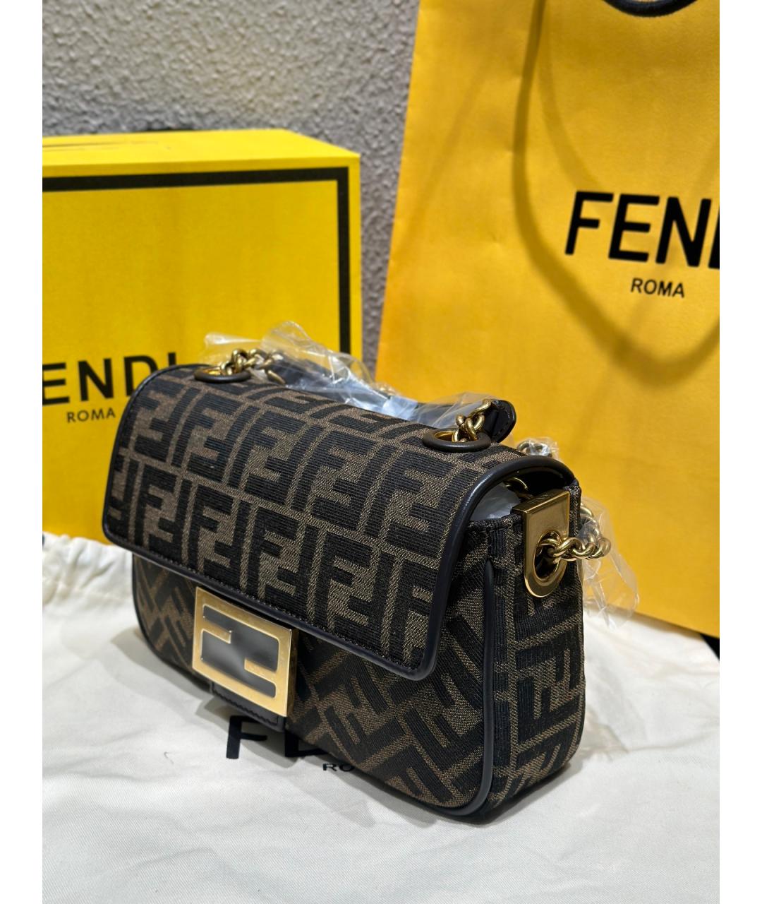 FENDI Коричневая деним сумка через плечо, фото 4