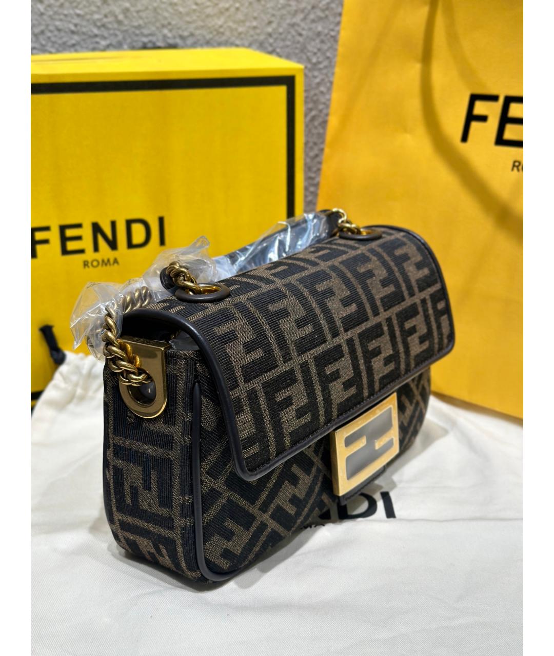 FENDI Коричневая деним сумка через плечо, фото 3