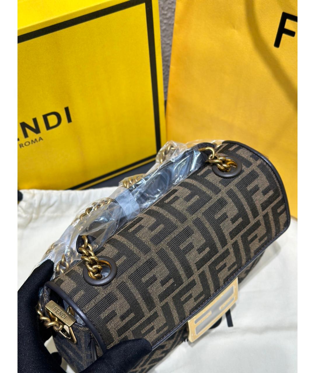 FENDI Коричневая деним сумка через плечо, фото 5