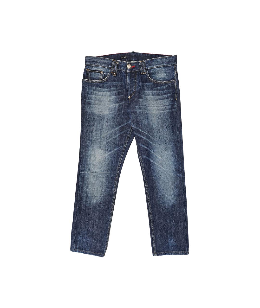 PHILIPP PLEIN Синие хлопковые прямые джинсы, фото 1