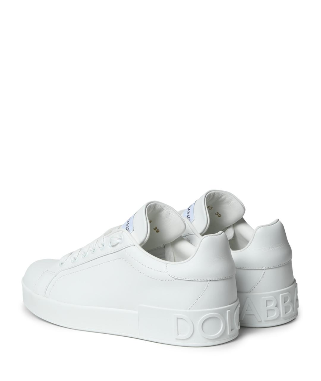 DOLCE&GABBANA Белые кожаные кеды, фото 2