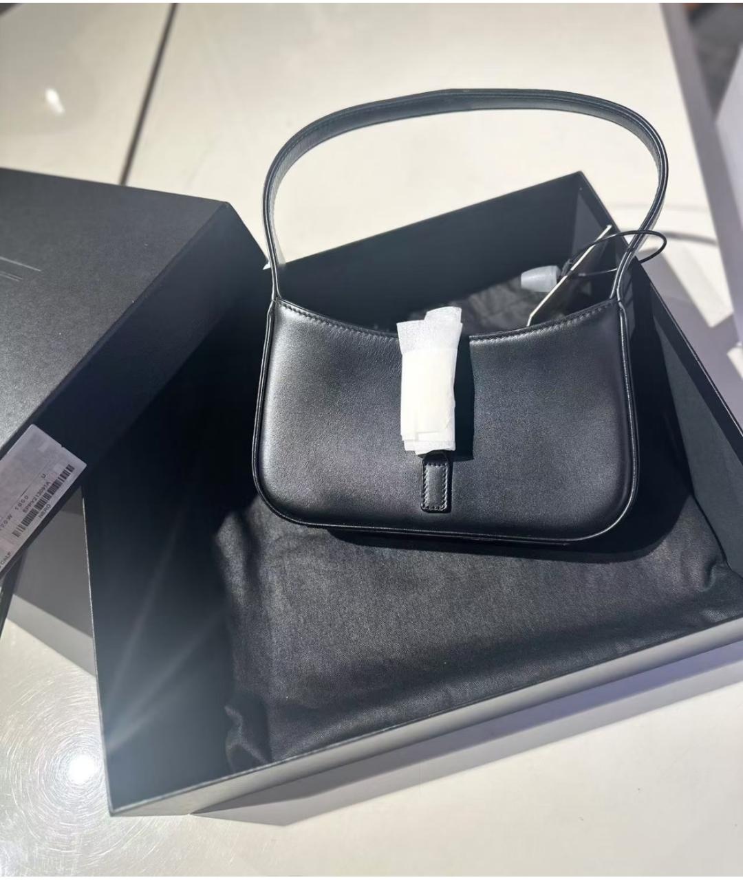 SAINT LAURENT Черная кожаная сумка с короткими ручками, фото 2