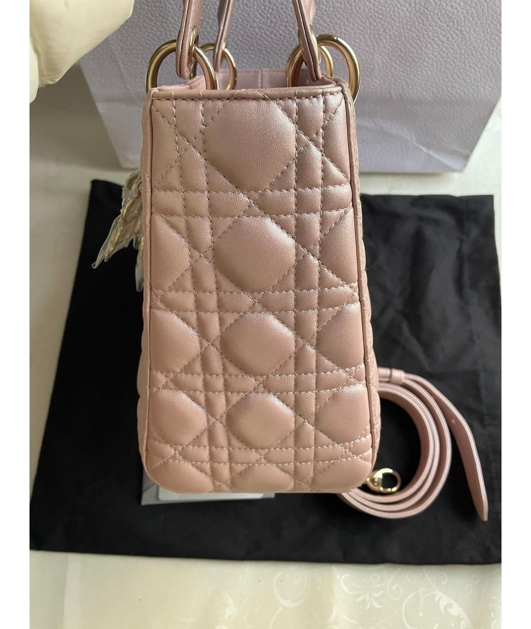 CHRISTIAN DIOR Розовая кожаная сумка с короткими ручками, фото 4
