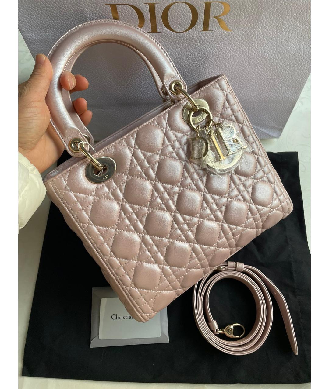 CHRISTIAN DIOR Розовая кожаная сумка с короткими ручками, фото 2
