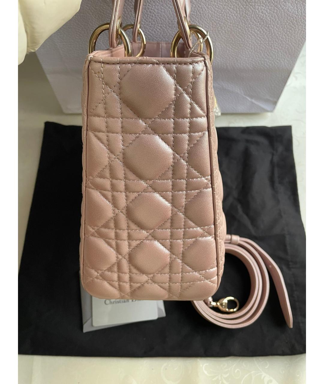 CHRISTIAN DIOR Розовая кожаная сумка с короткими ручками, фото 5