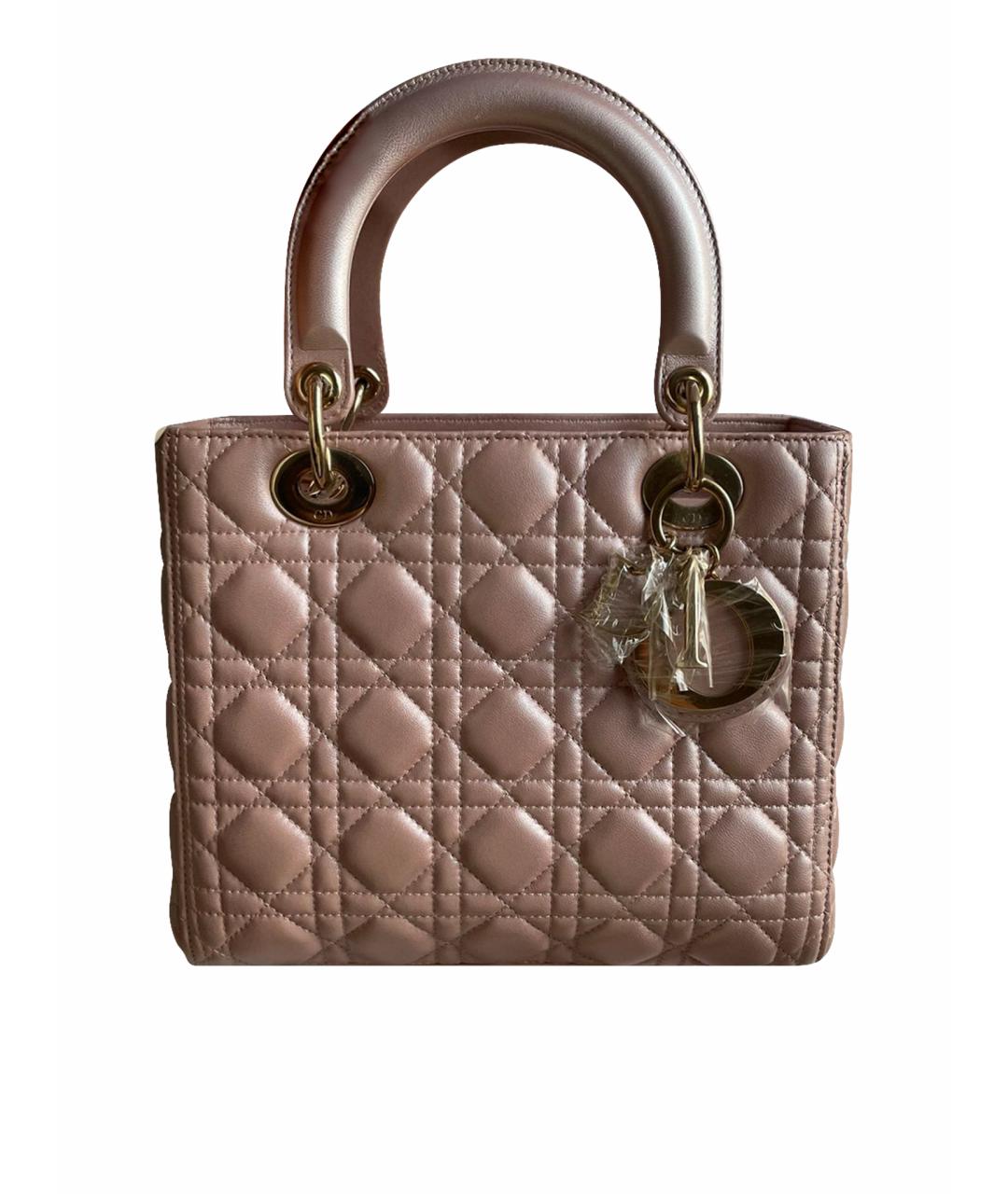 CHRISTIAN DIOR Розовая кожаная сумка с короткими ручками, фото 1
