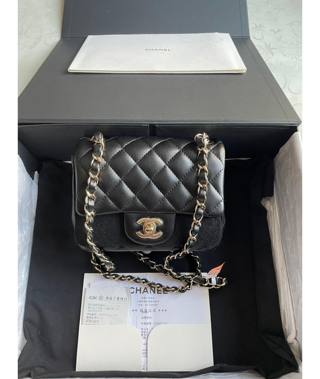 CHANEL Черная кожаная сумка через плечо, фото 6