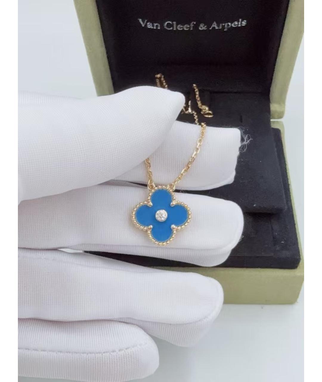 VAN CLEEF & ARPELS Голубая подвеска из желтого золота, фото 2
