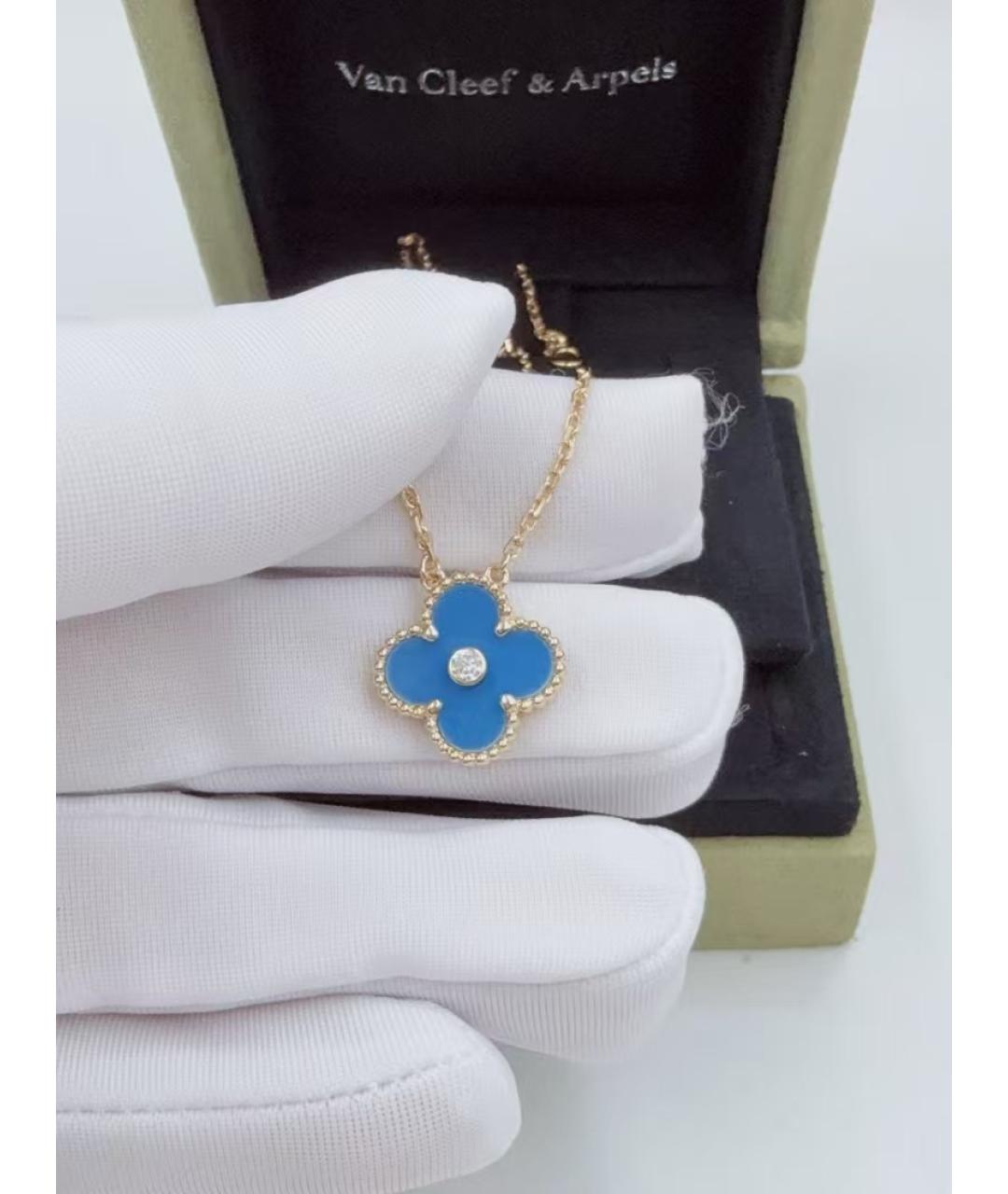 VAN CLEEF & ARPELS Голубая подвеска из желтого золота, фото 8