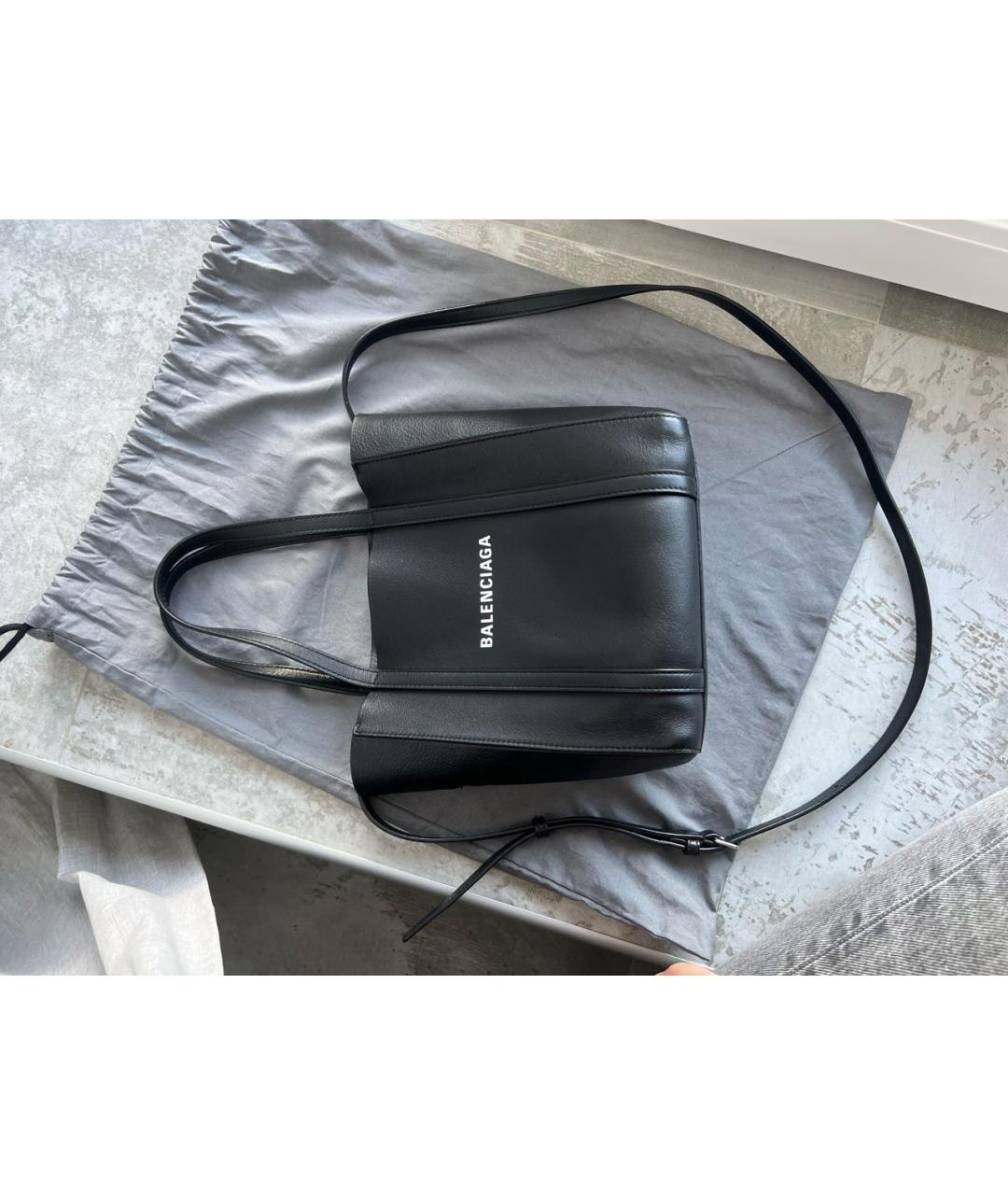 BALENCIAGA Черная кожаная сумка тоут, фото 5