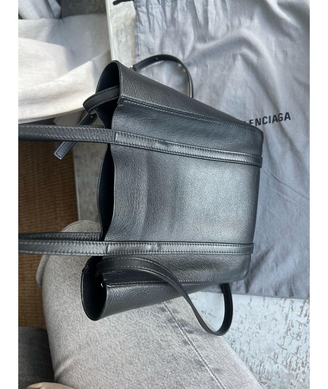 BALENCIAGA Черная кожаная сумка тоут, фото 3