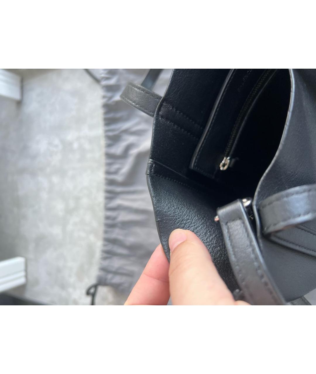 BALENCIAGA Черная кожаная сумка тоут, фото 8