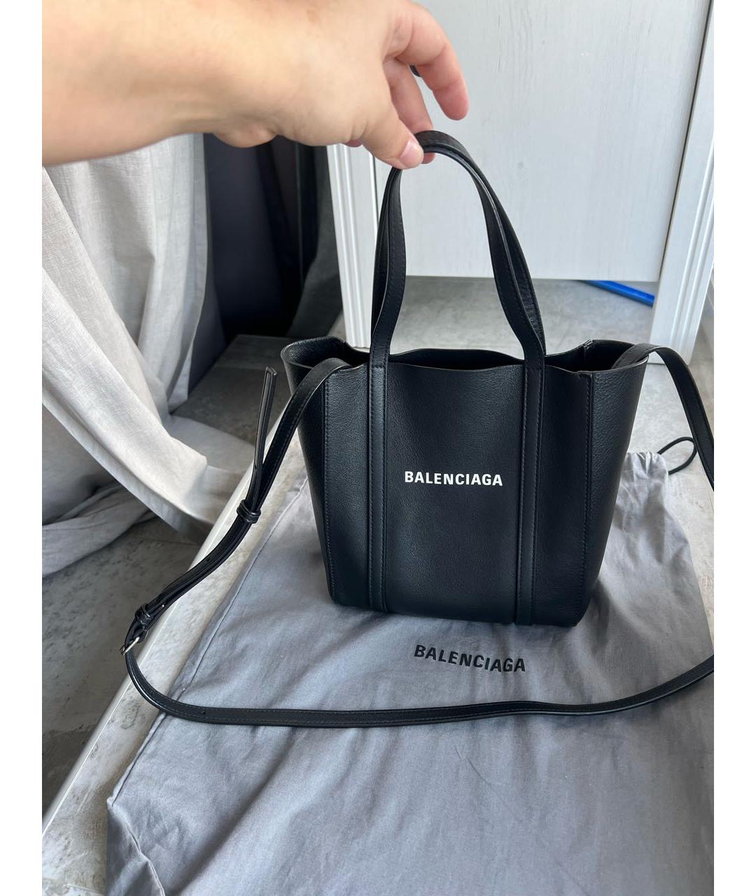 BALENCIAGA Черная кожаная сумка тоут, фото 2
