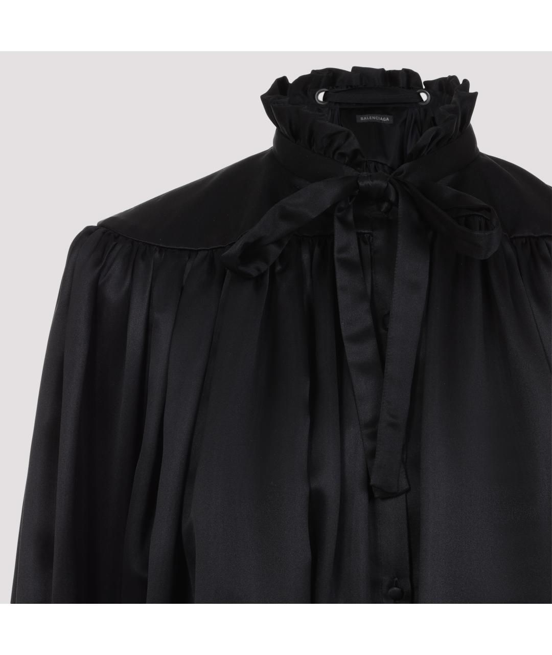 BALENCIAGA Черная шелковая блузы, фото 5