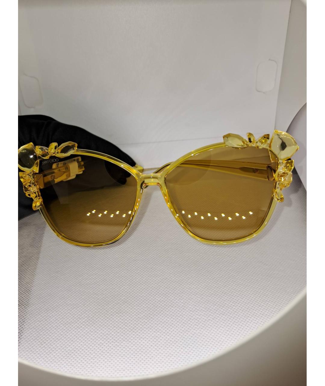 JIMMY CHOO Горчичные пластиковые солнцезащитные очки, фото 4