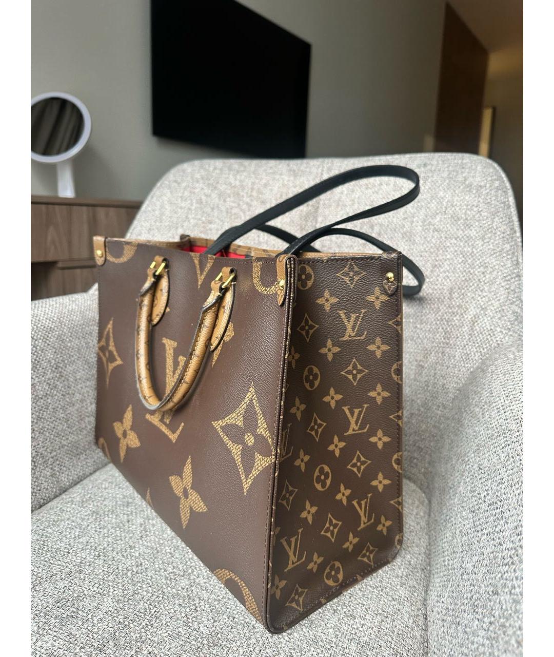 LOUIS VUITTON Коричневая кожаная сумка тоут, фото 2