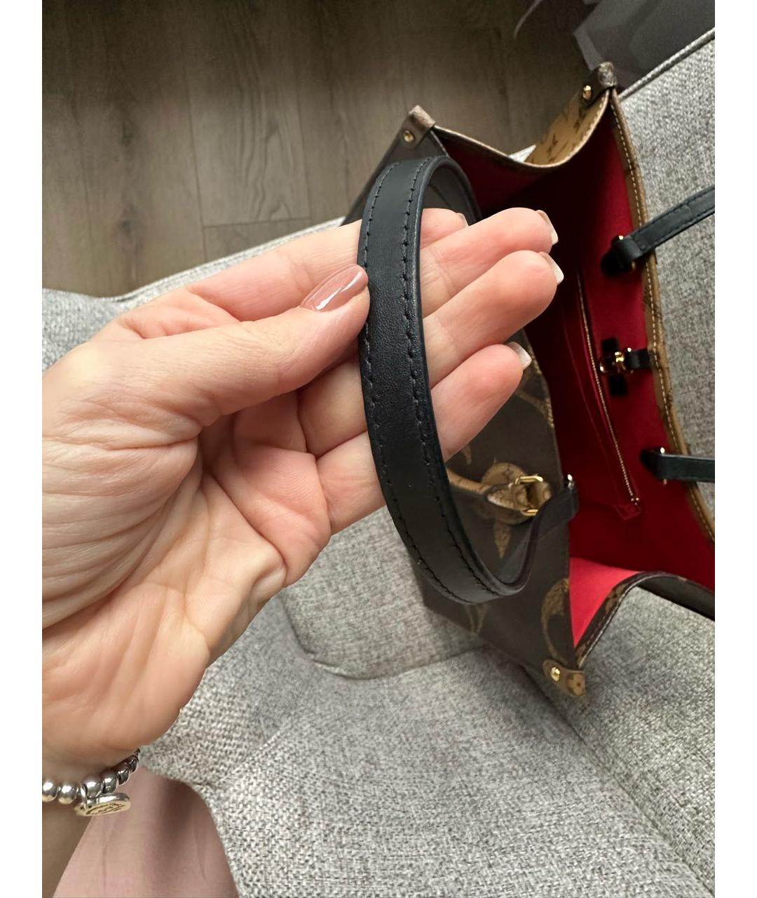 LOUIS VUITTON Коричневая кожаная сумка тоут, фото 5