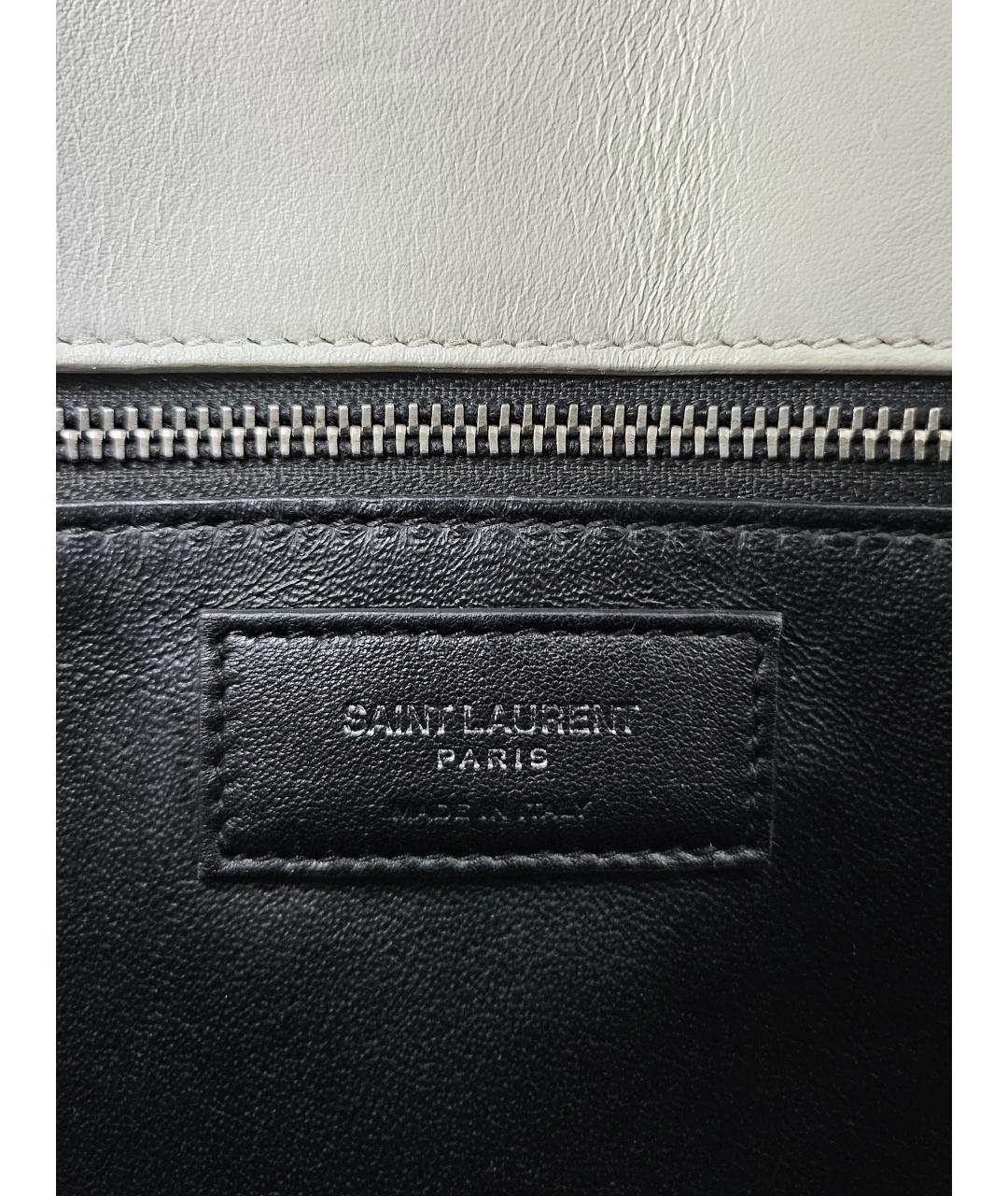 SAINT LAURENT Белая кожаная сумка с короткими ручками, фото 9