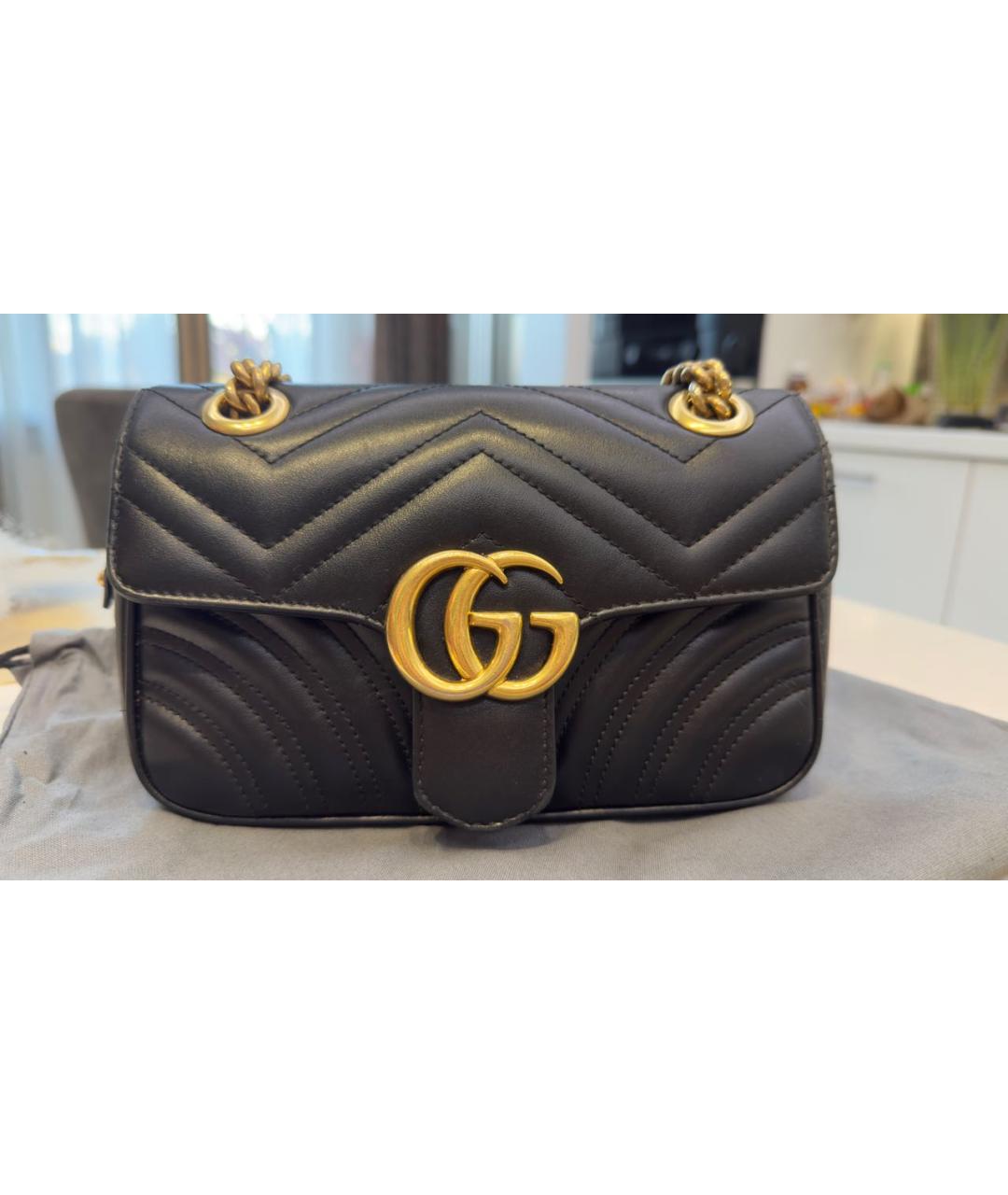 GUCCI Черная кожаная сумка через плечо, фото 7