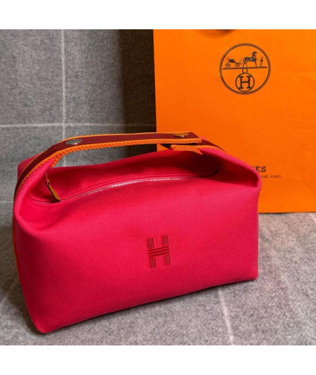 HERMES Розовая хлопковая косметичка, фото 2