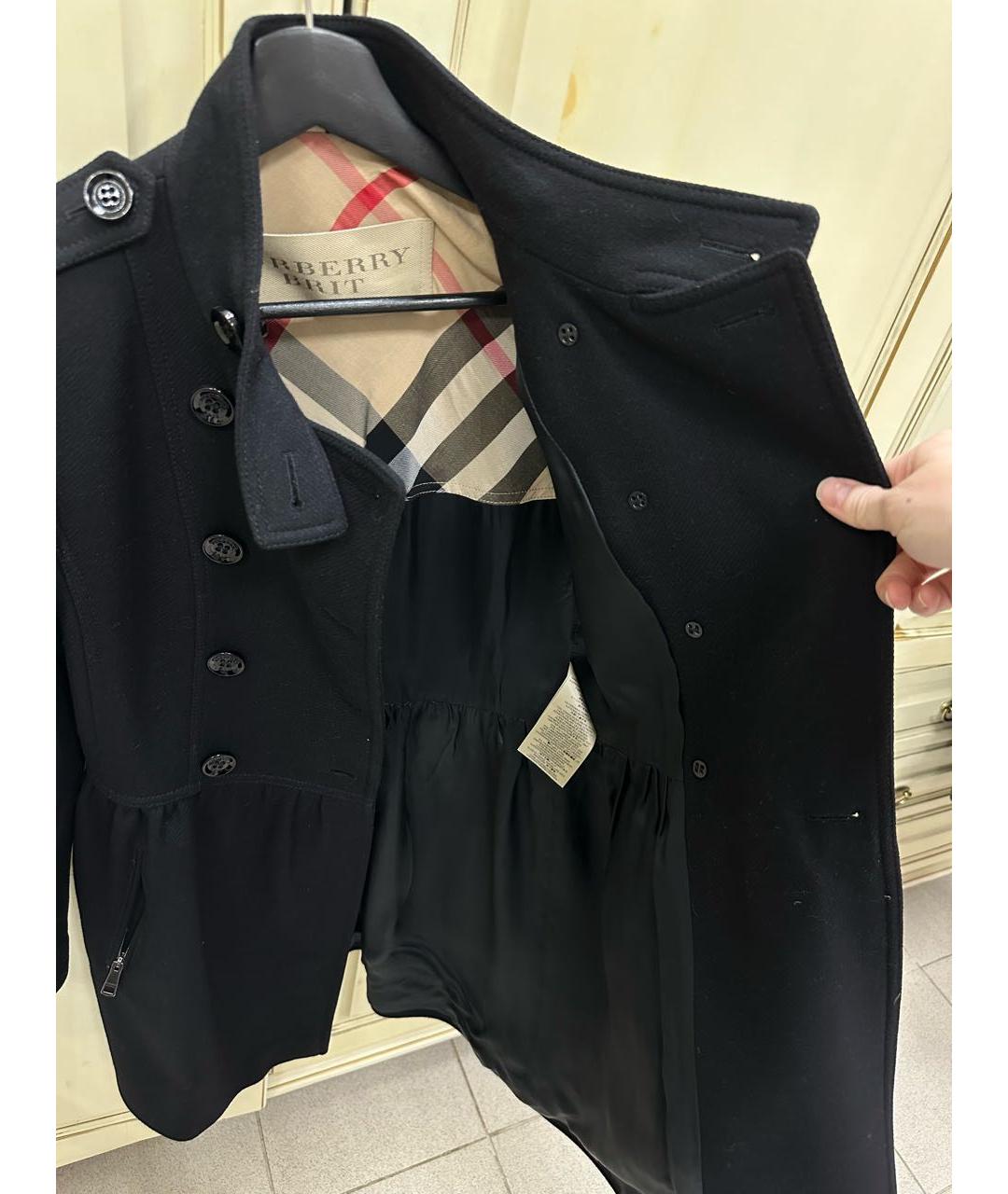 BURBERRY Черное шерстяное пальто, фото 5